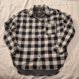 Tea Collection girls size 12 black, white & gray button up shirt VGUC